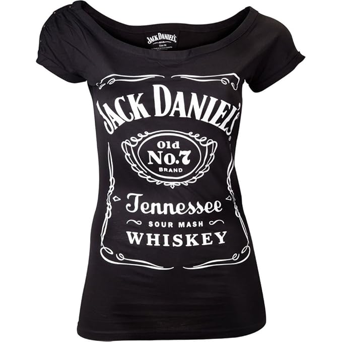 Jack Daniel Damen T-Shirt Jack Daniel's Classic Old No.7 Brand Logo Women's Skinny, Black (ts230501jds-xl), schwarz XL