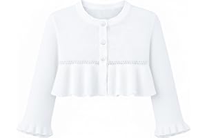 Lilax Baby Girls' Knit Long Sleeve One Button Closure Bolero Shrug