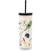 kate spade new york Acrylic Tumbler with Lid and Straw, 24 oz Tumbler, Slim Double Wall Tumbler (New York Dream)