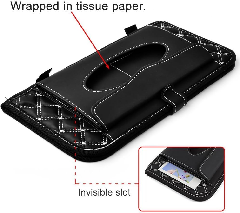 CD Visor Organizer,Car Sun Visor Tissue Bag Multi Function Double-Deck Auto Extra Car Vehicle Pocket,CD Holder Visor with Tissue Holder,16 Cd/DVD Slots Stored Safely CD Storage Cases for Car: Home Audio & Theater