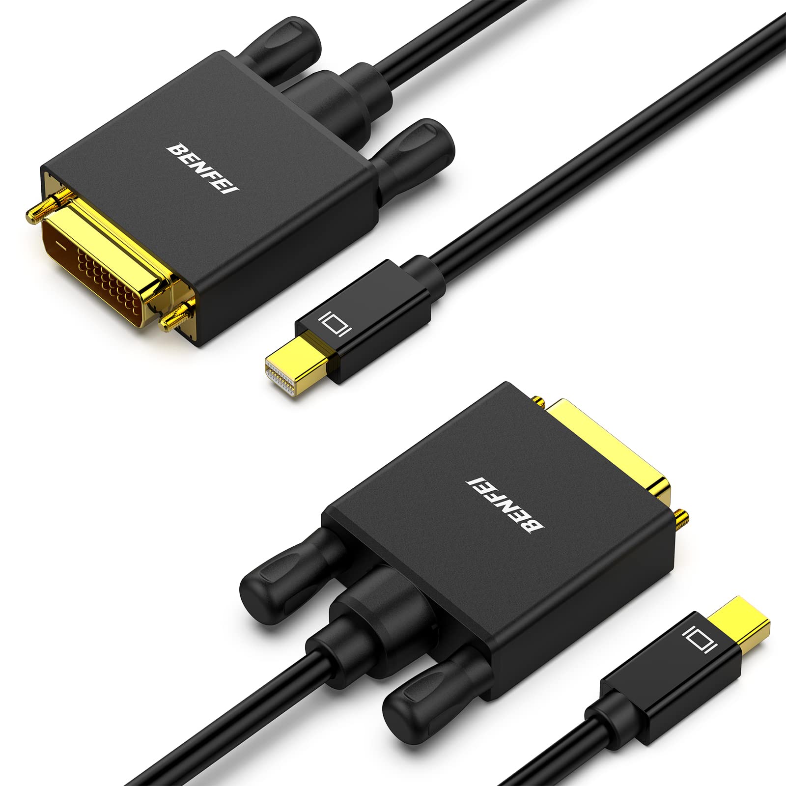 BENFEI Mini Displayport to DVI Cable, 2 packs Mini DP to DVI 1.83M Cable Male to Male Gold-Plated Cord for MacBook, iMac(LG51) Surface Pro and Laptop