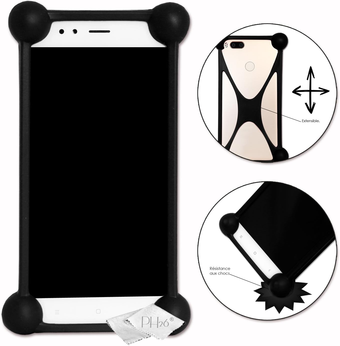 Ph26 Shockproof Silicone Bumper Case for Ulephone Armor 6 Black