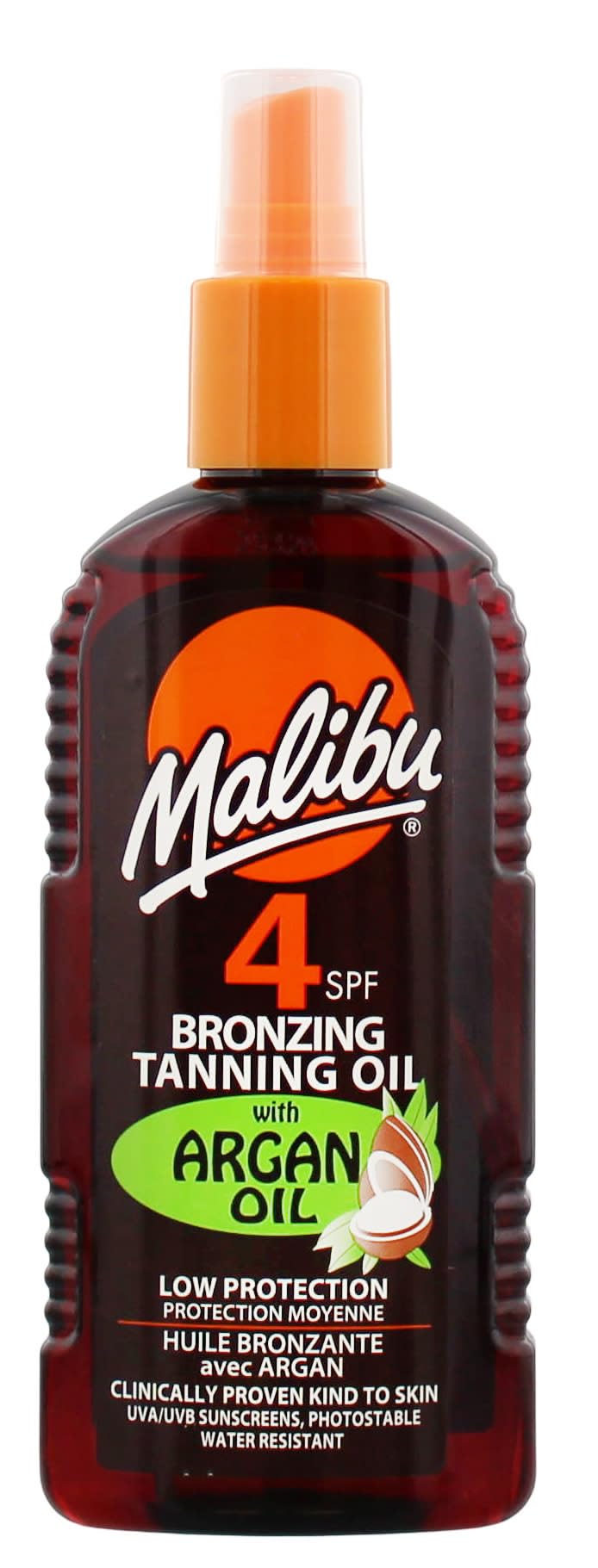 Malibu Sun SPF 4 Bronzing Tanning Oil With Argan Oil, Low Protection, Water Resistant, 200ml