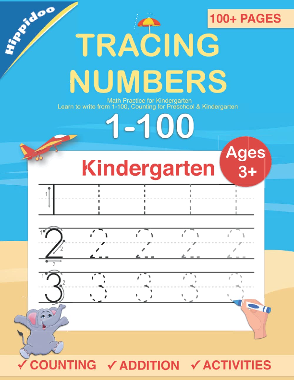tracing numbers math practice for kindergarten learn to write from 1 100 counting for preschool kindergarten lalgudi sujatha hippidoo 9781777421175 amazon com books