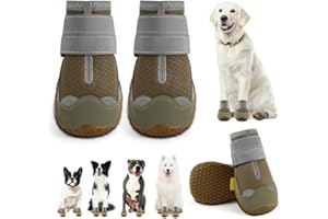 JZXOIVA Dog Shoes for Large Dogs, Medium Dog Boots & Paw Protectors for Hardwood Floors, Outdoor Dog Booties for Hot Pavement Winter Snow Hiking, Breathable Dog Shoes with Reflective Strips Size 3
