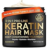 SUNATORIA Keratin Hair Mask - Deep Conditioner for Dry Damaged Hair - Hydrates, Repairs, Nourishes - Keratin Hair Treatment - Deep Conditioning Hair Mask - Keratina Mascarilla Para el Cabello