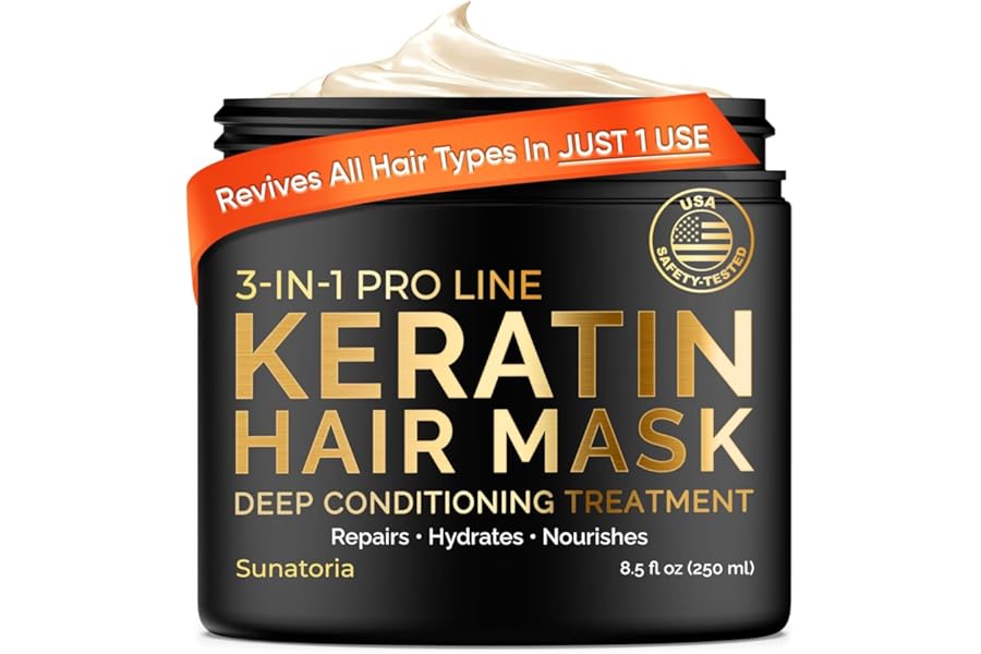 SUNATORIA Keratin Hair Mask – Deep Conditioner for Dry Damaged Hair – Hydrates, Repairs, Nourishes – Keratin Hair Treatment – Deep Conditioning Hair Mask – Keratina Mascarilla Para el Cabello