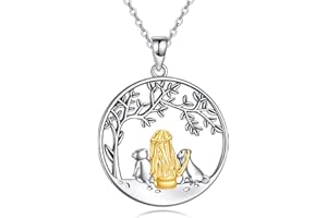 YAFEINI Dog Necklace Sterling Silver Girl and Dog Pendant Memorial Jewelry Gifts for Women Pet Lover