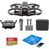 DJI Avata 2 Fly More Combo (3 Batteries) FPV Drone with Camera 4K, One-Push Acrobatics, Propeller Guard, 155 FOV, Camera Drone, Goggles 3 &amp; RC Motion 3 + SD Card &amp; Landing pad,Gray,Beginner-Friendly