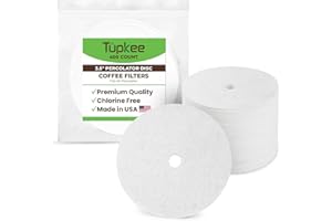Tupkee 3.5" Percolator Coffee Filters – Flat Disc Round Coffee Filters with Center Hole - 400 Count | Fits All Percolator Cof