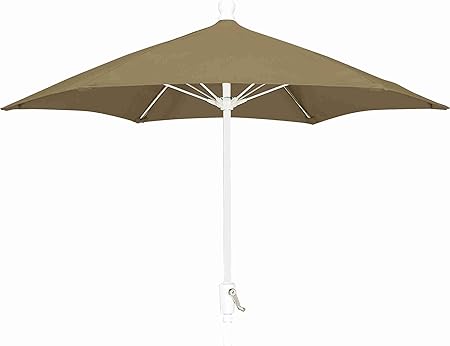 Amazon Com Fiberbuilt Umbrellas Patio Umbrella 9 Foot Beige Canopy And White Pole Garden Outdoor