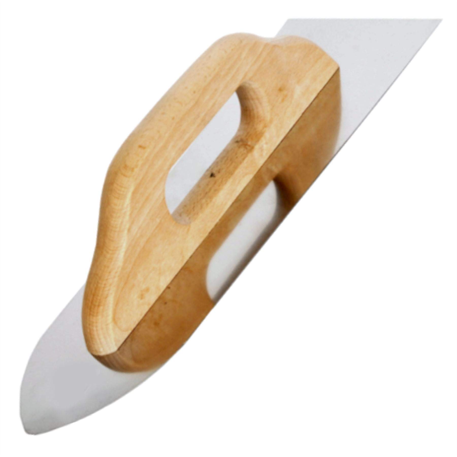 Toolty Pointed Flooring Trowel - 380mm - Wooden Handle - Tear Shape - Stainless Steel, Concrete, Finishing, DIY - TLTY-5513