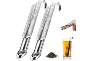 FODEUXP Stainless Steel Tea infuser, 2025 Upgrade Tea Artifact Creative Pipe Stainless Steel Tea Infuser with Hanging Hook Handle Fine Holes Tea Interval Diffuser or Loose Tea Leaf Coffee (2 Pcs)
