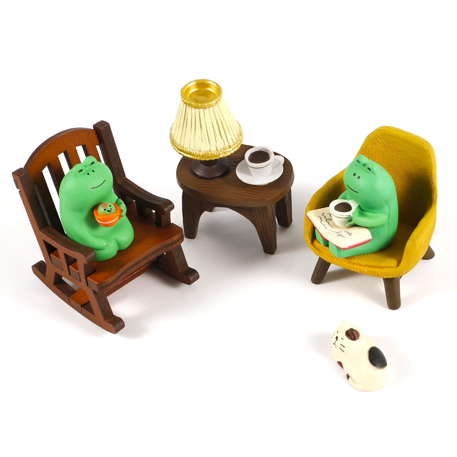 lasuroa 6pcs Miniature Frog Figurines, Cute Resin Frog Statue Funny Frog Sculpture Frog Decoration for Indoor Desktop Garden Bedroom Decoration