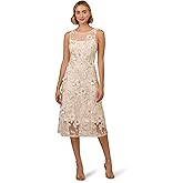 Adrianna Papell Womens 3D Embroidery Midi Dress