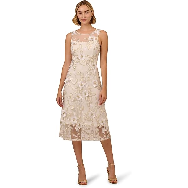 Amazon.com: Adrianna Papell Women's 3D Lace Midi Fit and Flare