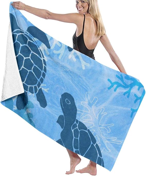Toallas de baño del diseño de la tortuga del mar azul, toallas de playa