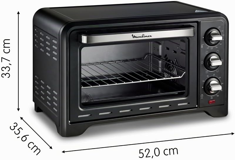 Moulinex optimo ox4448- forno de convecção de 19 l, 6 modos de cozimento, termostato até 240 e temporizador até 120 minutos, assadeira e grelhas reversíveis, design compacto