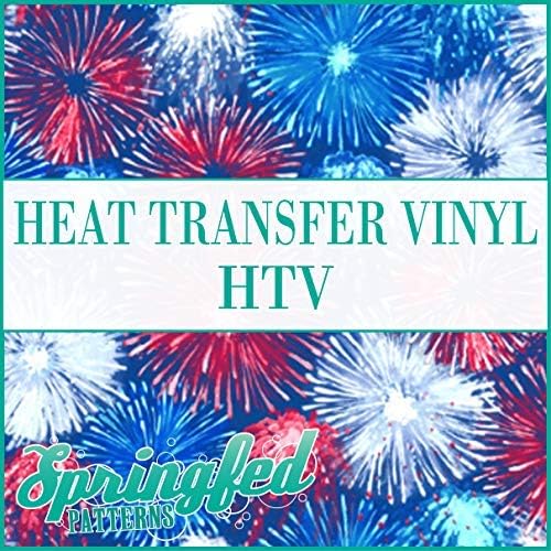 American FIREWORKS Pattern HTV Heat Transfer Vinyl 12"x18" 4th of July Pattern for Shirts