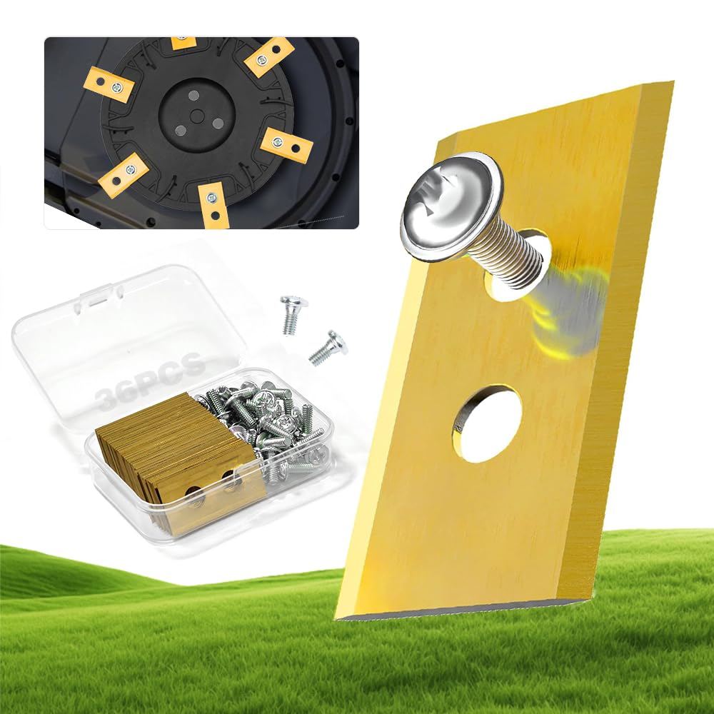 Pack of 36 Robotic Lawnmower Blades, High-Quality Titanium Replacement Blade, Robotic Lawnmower Replacement Blade with 36 Screws, Replacement Blades for Worx, LandXcape, etc