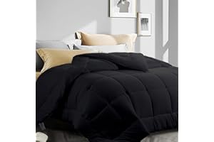 ASHOMELI King Oversized Comforter,Cooling Comforter for Night Sweats,All Season Down Alternative Comforter,Quilted Comforter with Corner Tabs (Black,Oversized King,98"x116")