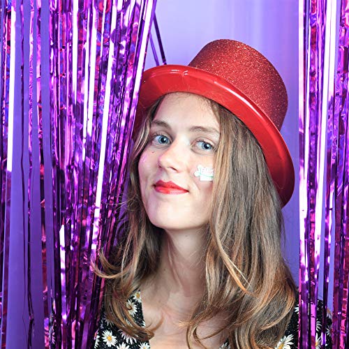 MIBOW Party Top Hats Colorful Glitter Headwear Sparkling Flat Hats Glitter Top Hats for Adults,8 Pack