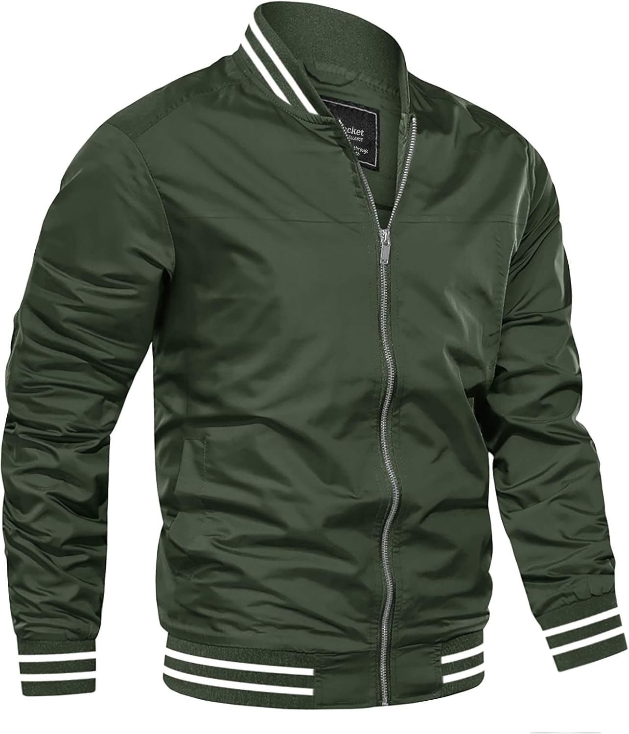 EKLENTSON Mens Jacket Lightweight Bomber Windbreaker Casual Thin Full