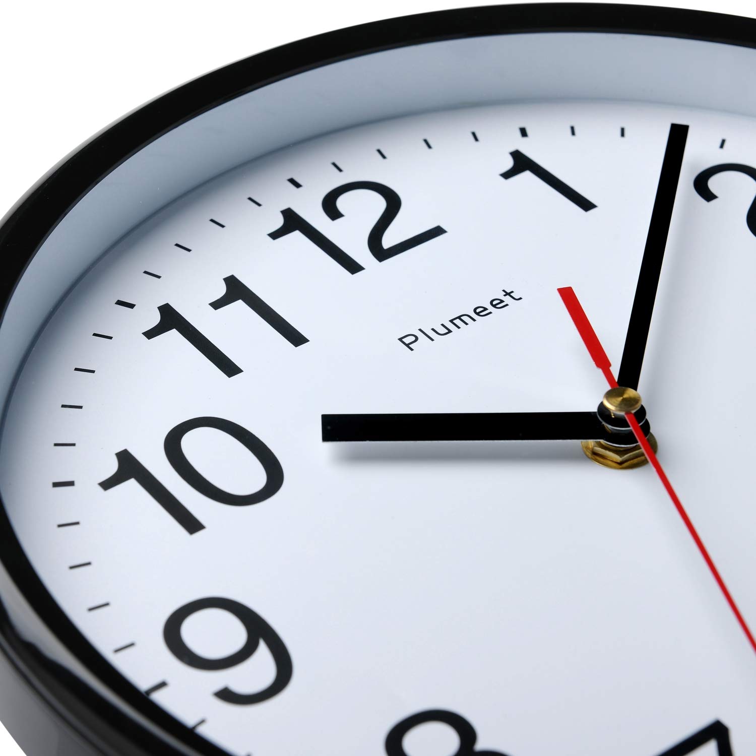 Plumeet Silent Wall Clock, 10" Non Ticking Quartz Black Wall Clocks