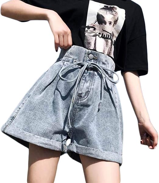 Amazon Shumingショートパンツ レディース ゆったり 短パン ハイウェスト ファッション ショーパン カジュアル おしゃれ ホットパンツ ビーチ デニム ストリート系 夏 ショートパンツ 通販