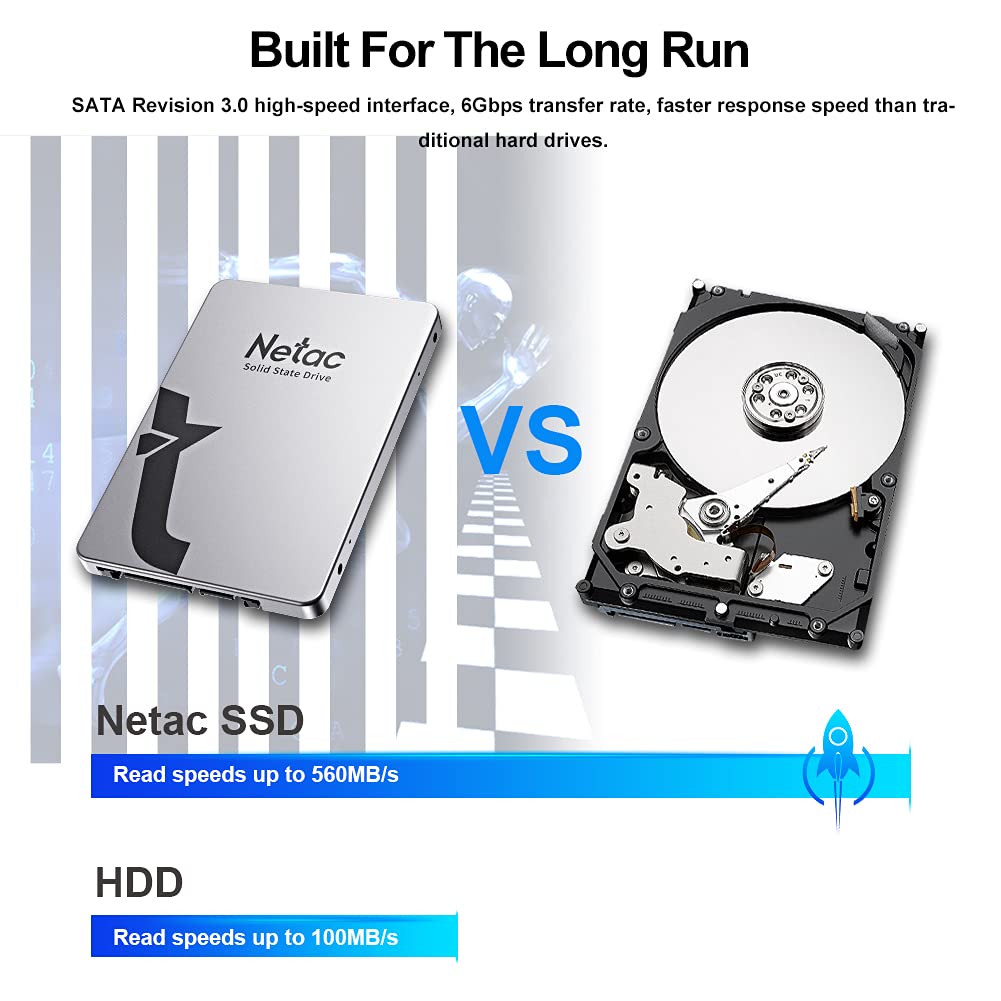Netac SSD 512GB, SSD Festplatte Intern Sata 3.0 2,5 Zoll für Laptop, PC, Desktop, (N530S, Aluminiumlegierung, Silber grau) 3
