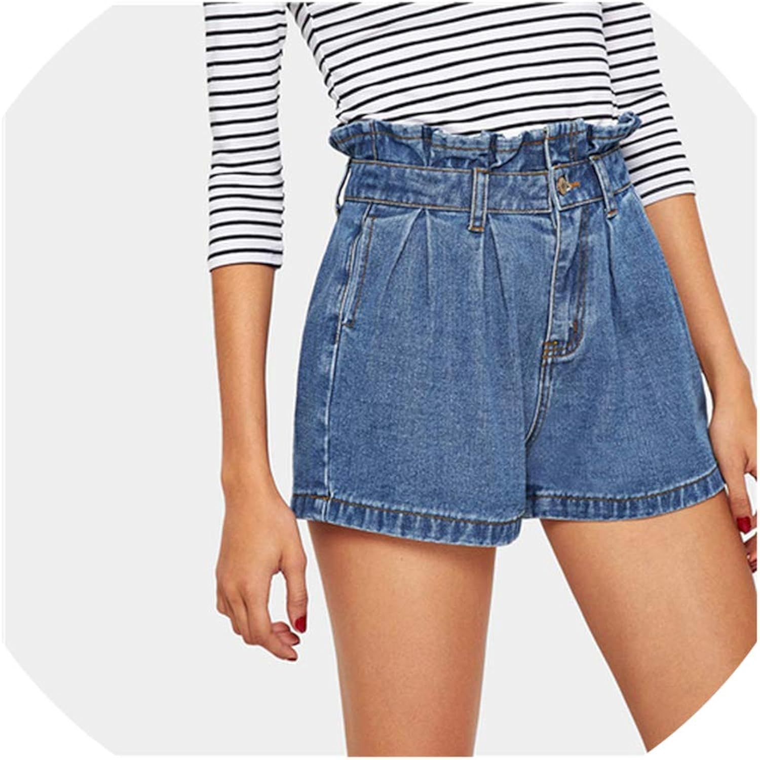 blue jean high waisted shorts