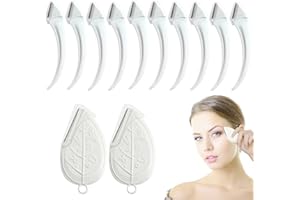 ONEUPIN 12PCS Eyebrow Trimmer Set Stainless Steel Leaves Curved Eyebrow Razor Trimmer Facial Shaver Razor Brow Shaper Suitable for Any Skin Type Hair Removal Accessories for Men Women（White）