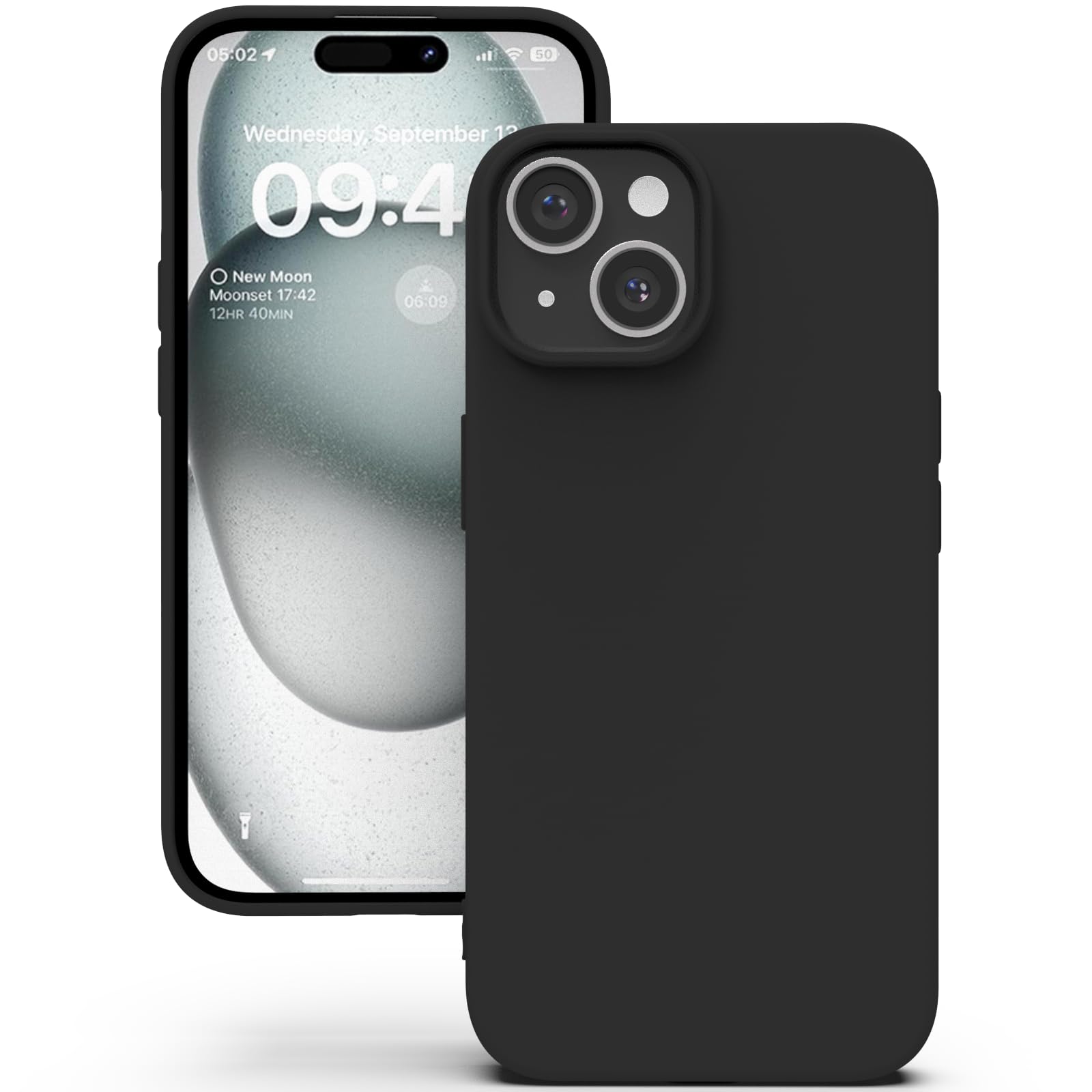 YATWIN Silicone Case for iPhone 15 Plus, Soft-Touch, Shockproof, DustProof, Antiskid Full Body Armour Phone Cover for Apple iPhone 15 Plus - Black — image 1