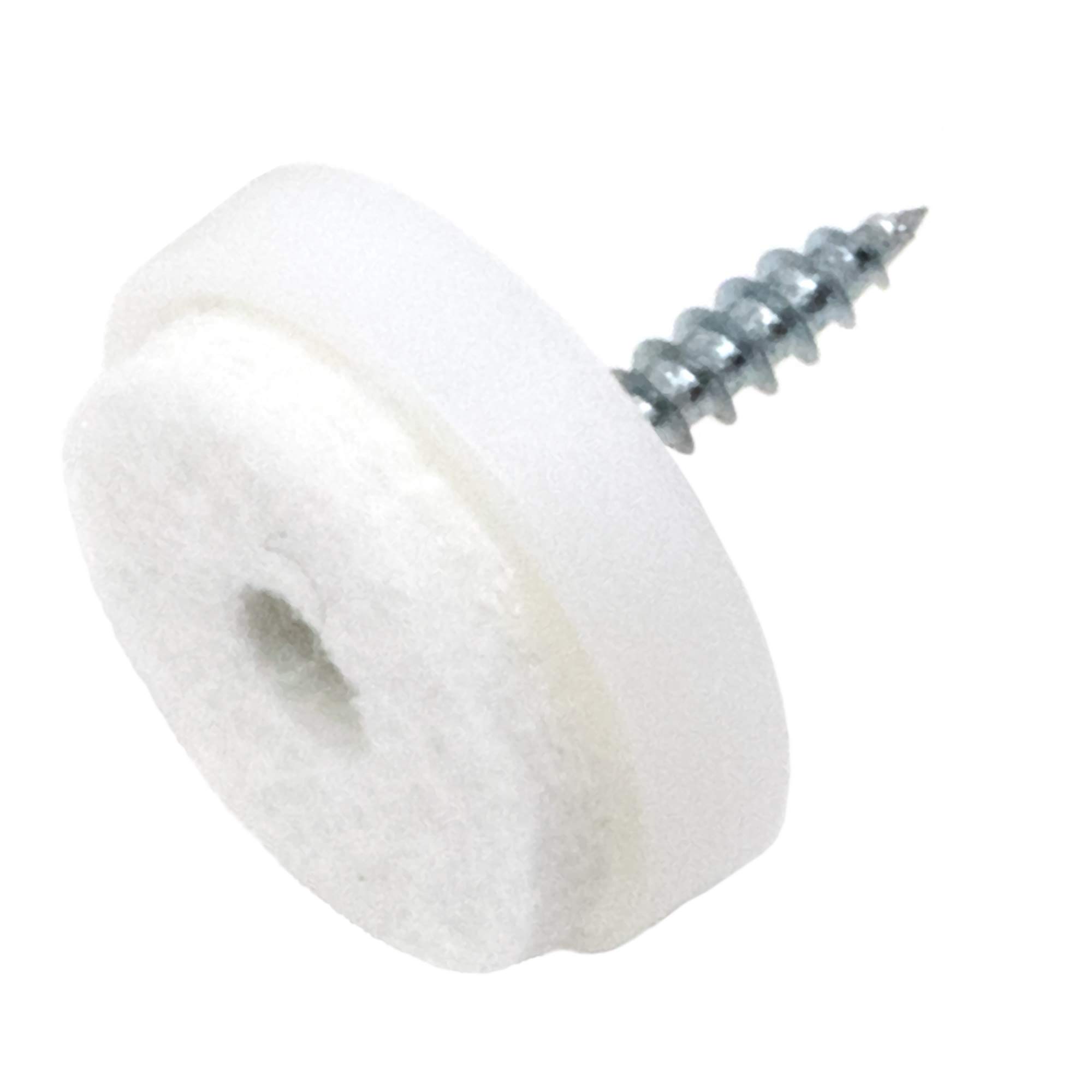Adsamm® / 16 x Felt-pads with screws | Ø 0,94'' (Ø 24 mm) | white | round | Premium quality furniture sliders with screw by Adsamm®