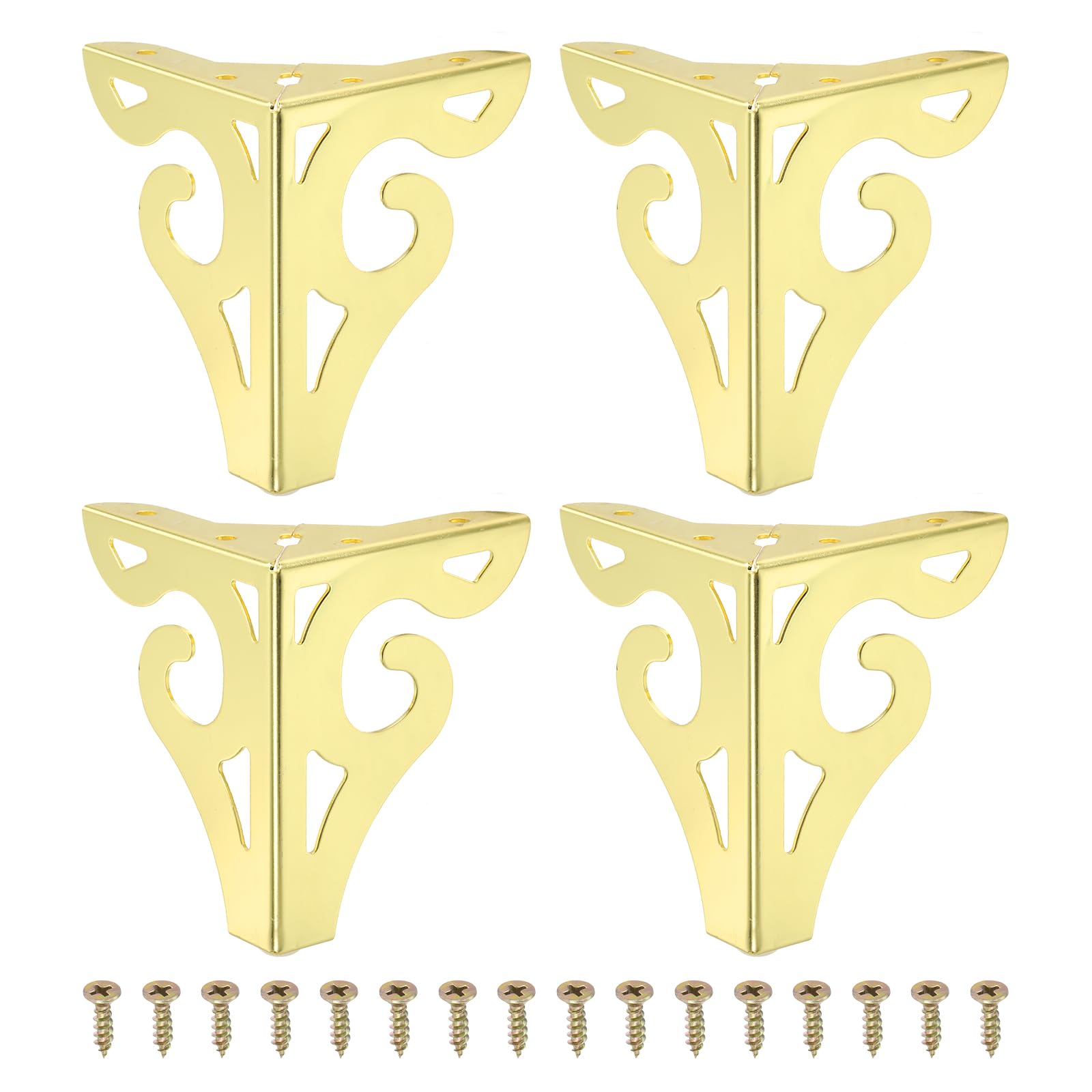 PATIKIL 4.7 Inch Hollow Out Furniture Legs, Set of 4 Modern Metal Triangle Couch Feet Replacement Sofa Legs for Cabinet Dresser Cupboard Table Chair Ottoman Bookcase Wardrobe, Gold