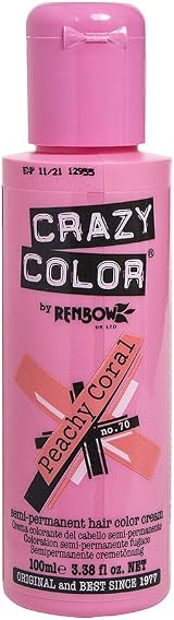 Crazy Color Peachy Coral 100ml Color Hair Dye Brand New view 2