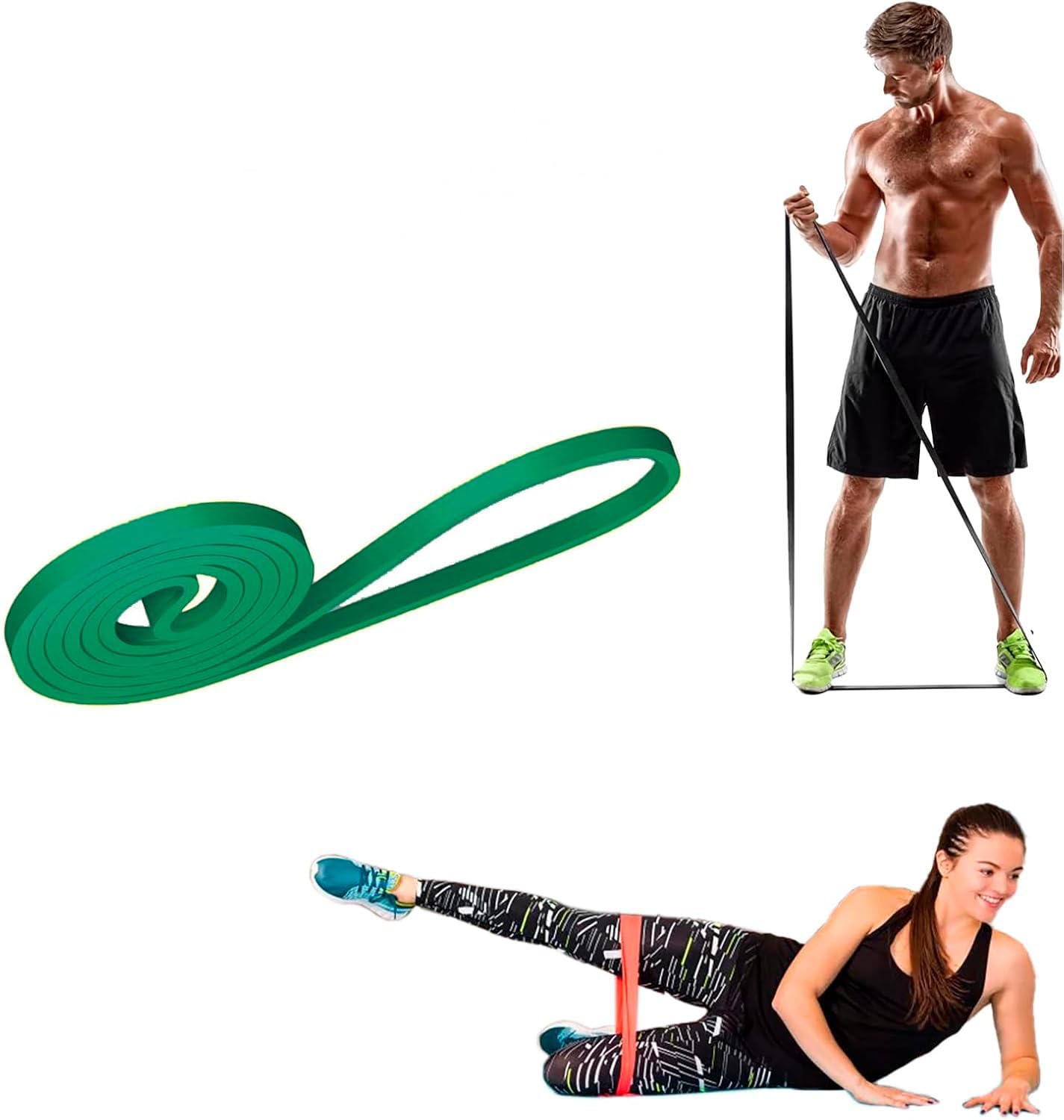 CUCUBA Exercise Band, Training Band Elastic Resistance Band for Fitness, Crossfit, Men and Women, Green, 15 kg (33 lbs)