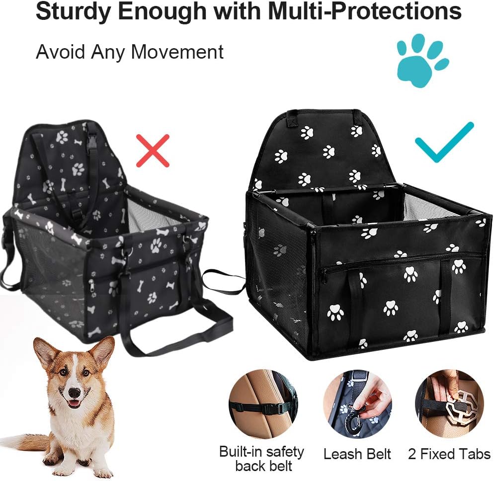 HIPPIH Small Dog Car Seat, Upgraded Sturdy Pet Car Seat for Medium Dogs with Whole PVC Bars Frame, Dog Booster Seats for Vehicles with Anti-Skid Mat, Puppy Car Seat for Pets Under 11 lb : Pet Supplies