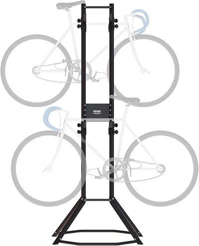 VEVOR 4 Bike Gravity Vertical Rack Free Standing Adjustable 260 pounds Black