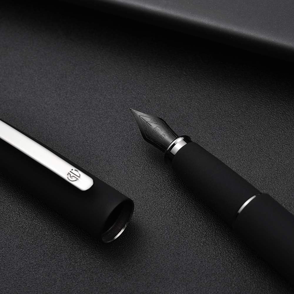 Matte Black Fountain Pen Extra Fine Nib, Warrior Series, Classic Design with Converter and Metal Gift Box by Hongdian - Image 4