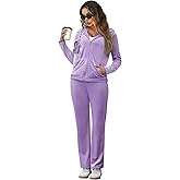 Marvmys Velour Tracksuit Womens 2 Piece Outfits Velvet Sweatsuit Jogging Suit Full Zip Up Hoodie and Sweatpants Set
