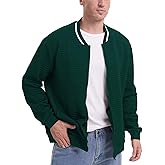 QTWW INC Men's Lightweight Jackets Full Zip Up Varsity Baseball Jacket Casual Waffle Letterman Bomber Jacket with Zip Pockets