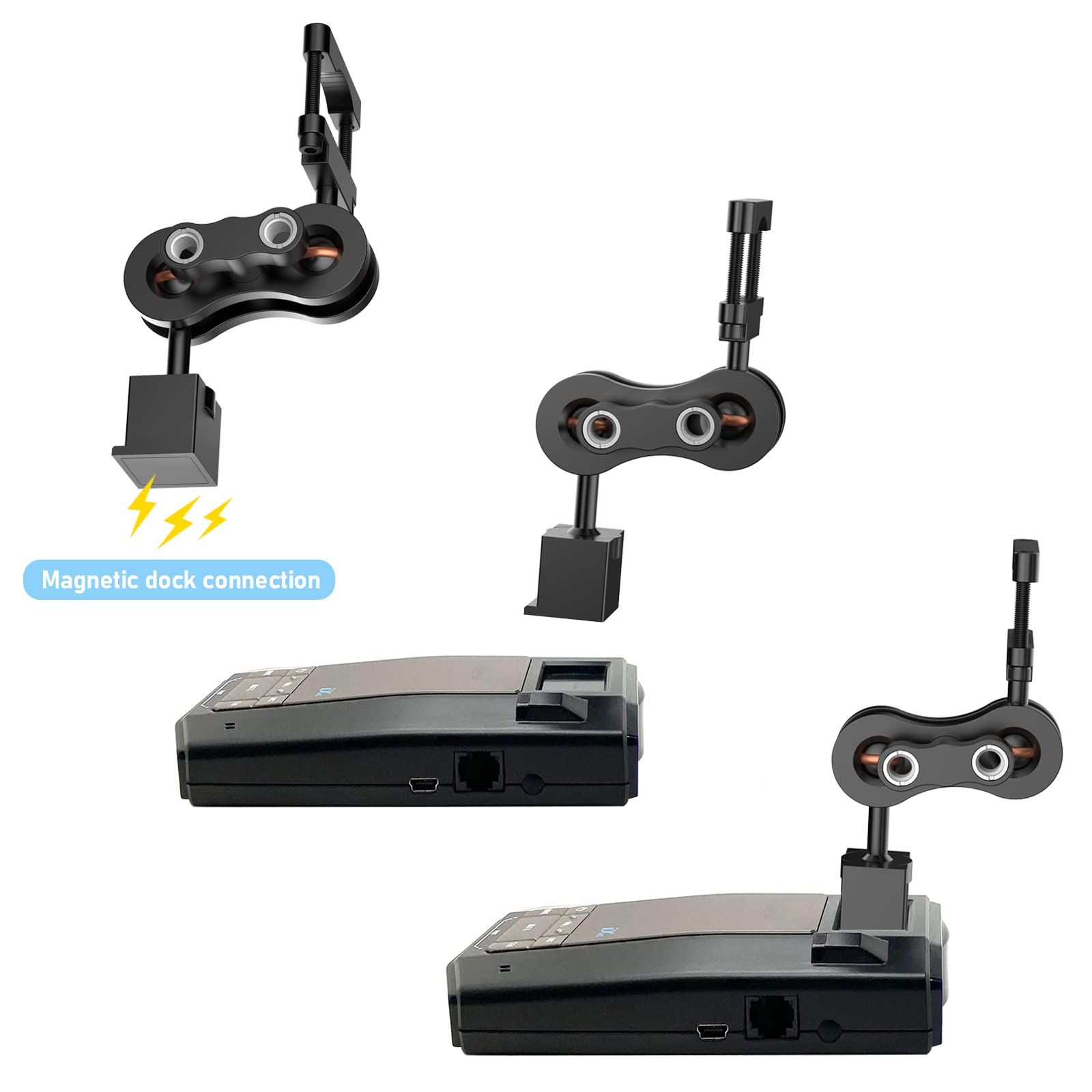 Radar Detector Mount,Aluminum Rearview Mirror Rod Radar Bracket,for Escort Max360c,Max 3, X IXc,Redline EX Beltronics Cobra DualPro GT 360 Radar Detector,with EZ Magnet Connection Base