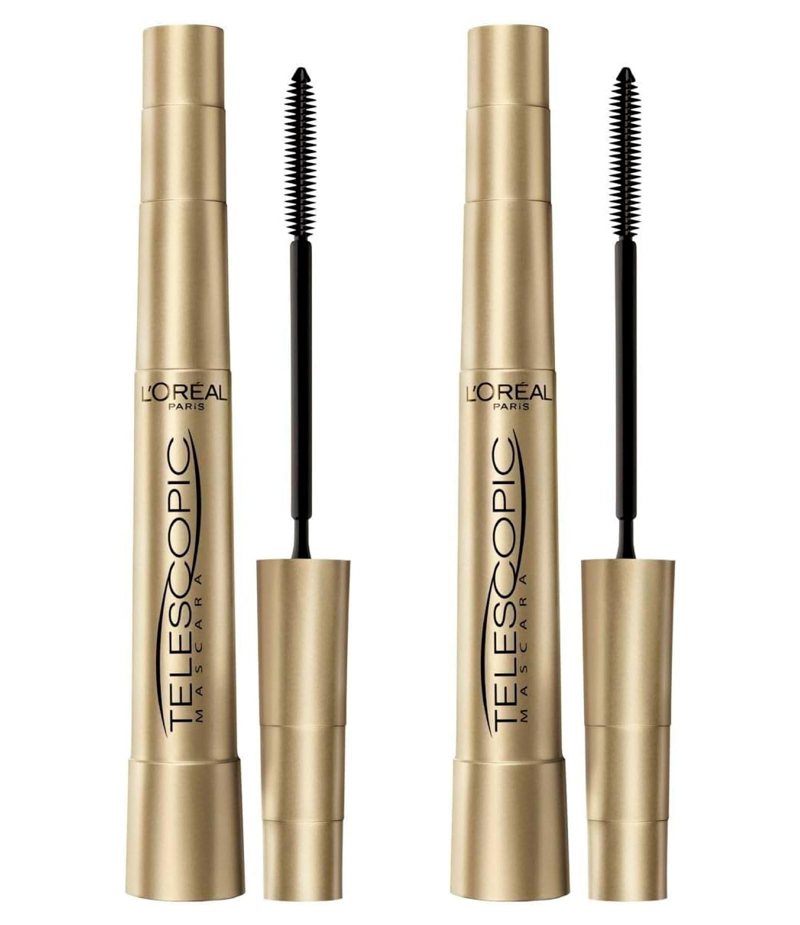 L’Oréal Paris Make-Up Designer Telescopic Black Lengthening Mascara with Flexible Brush to Define and Separate Lashes Without Clumping Black Color - 2 Cosmetics
