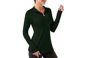 FKEEP Women's Polo Shirts Long Sleeve UPF 50+ Sun Protection Tennis Golf Workout Tops Sport Zipper V Neck