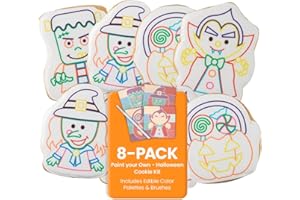 WANDERCRUMB | Monster Cookie Decorating Kits | 8 Jumbo cookies + 8 edible color palletes + brushes – Monster Gifts for Kids, Kids Cookie Decorating Kit, Paint Your Own Sugar Cookie Individually Wrapped