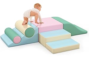 Betterhood Toddler Climbing Toys Indoor,2 PCS Climb and Crawl Activity Playset for Toddlers 20" L x 20" W x 10" H,Colorful Climbing Blocks Structure for Indoor Active Play Blue/Green, WL802