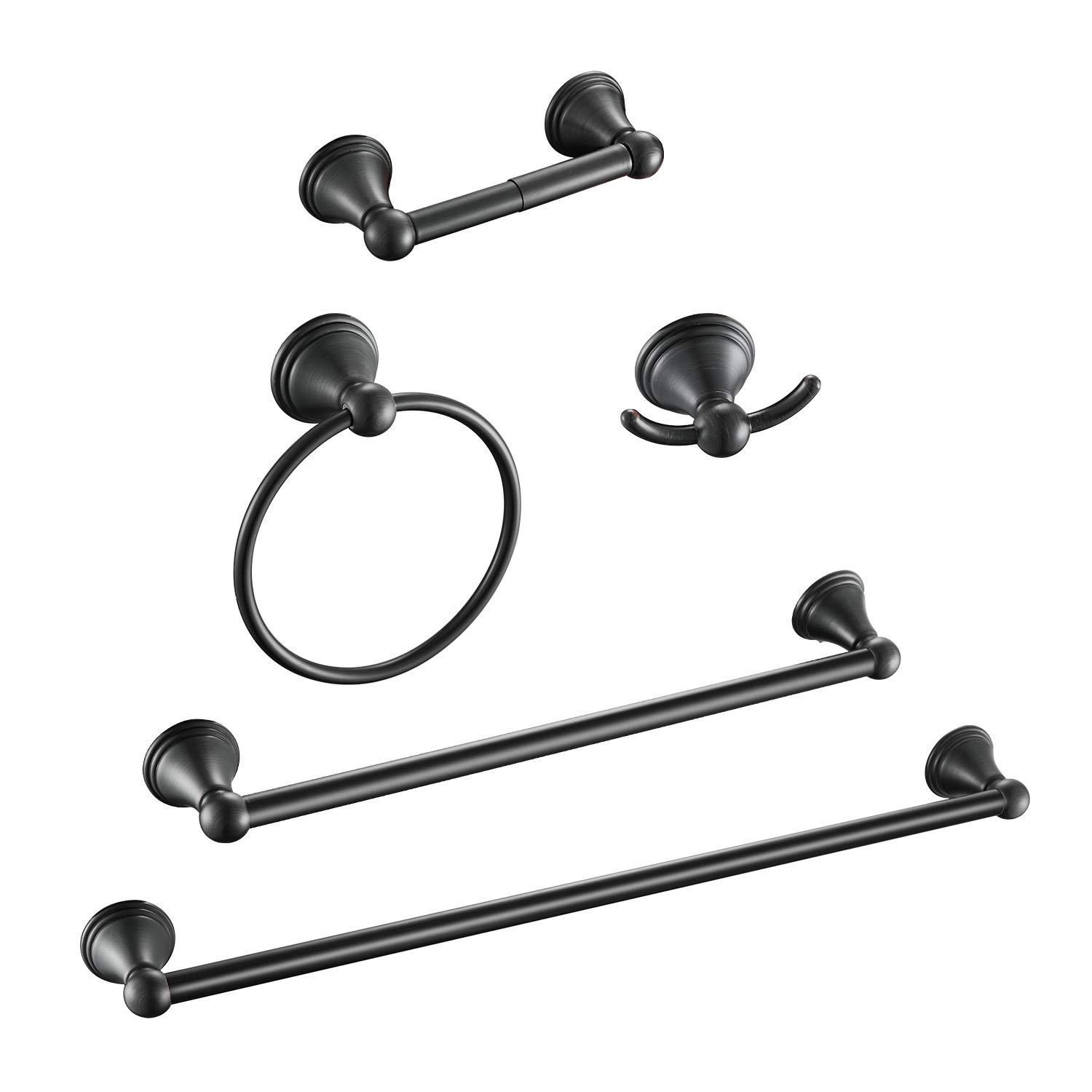 Photo 1 of Sagetta Oil Rubbed Bronze Bathroom Hardware Set, 5-Piece Bath Accessories Set Wall Mount Includes 20 in Towel Bar, 16 in Towel Bar, Towel Ring, TP Holder, Towel Hook Oil Rubbed Bronze