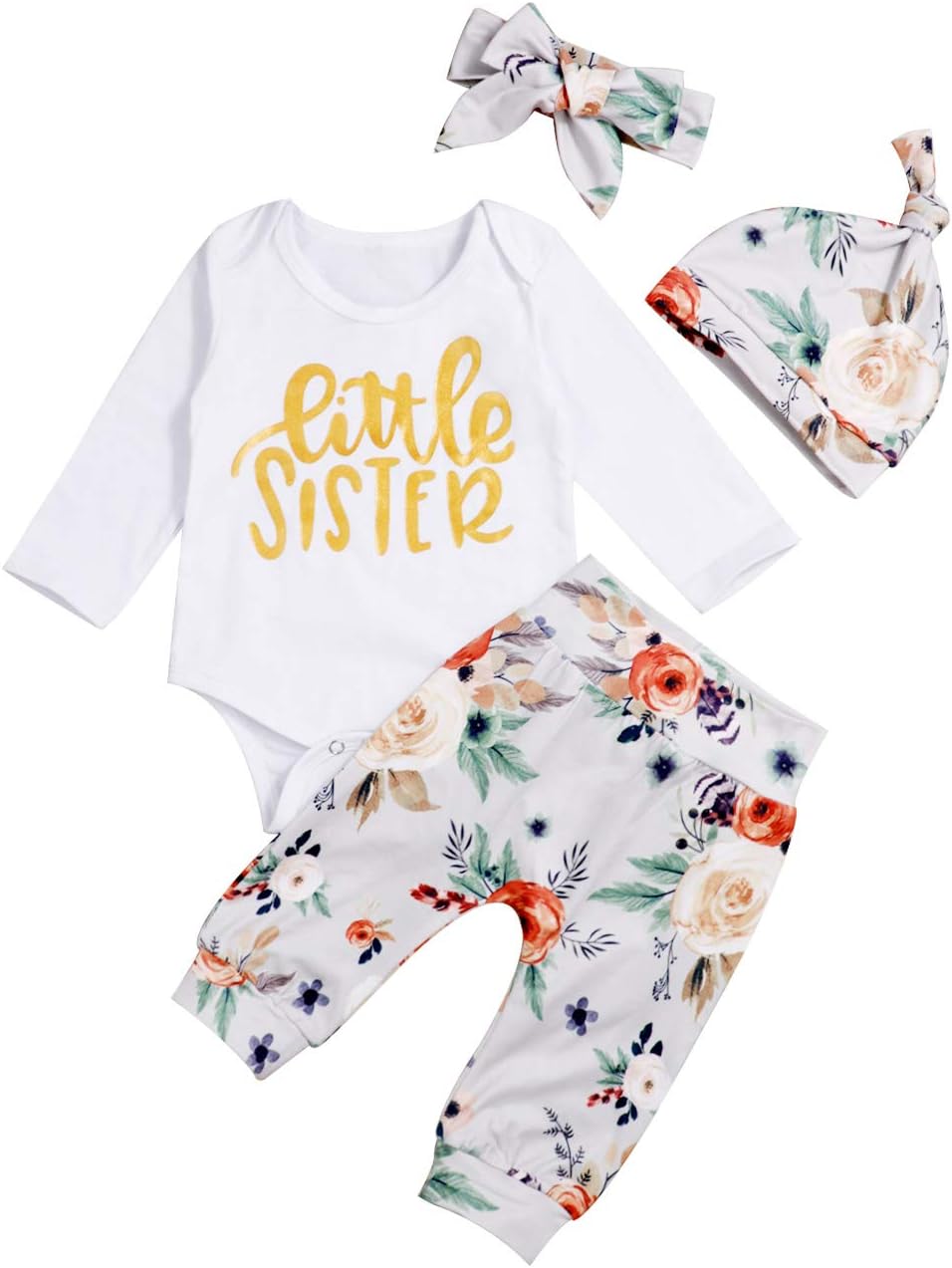 Toddler Baby Girls Little Sister Romper Big Sister T-Shirt Tops Matching Outfits Set Floral Tutu Skirt and Pants