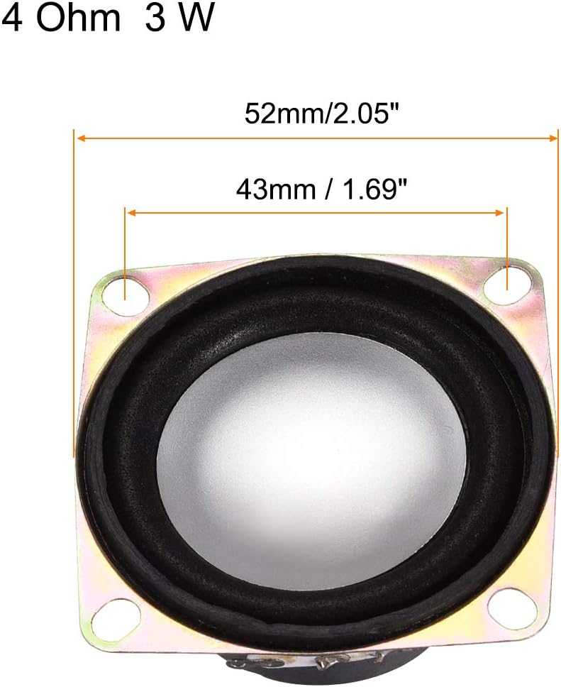 sourcing map 3W 4 Ohm DIY Magnetic Speaker 52mm Square Shape Replacement Loudspeaker 4pcs, 52mm 3w 4 ohm 4pcs - Image 3